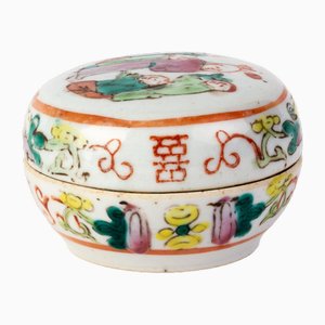 Boîte à Couvercle en Porcelaine de la Famille Rose, Chine, Dynastie Qing, 19ème Siècle