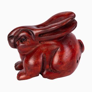 Lapin Netsuke en Buis Sculpté, Japon