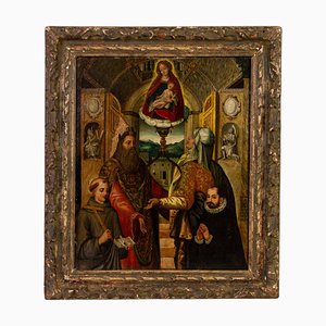 Flämischer Künstler, Madonna & Heilige, Großes Ölgemälde, 16. Jh., Gerahmt