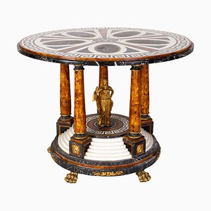 Italian Empire Pietra Dura Ormolu Exotic Marble Side Table