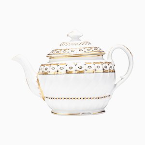 English Georgian Chamberlain Porcelain Teapot, Worcester, 1800s