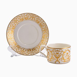 Imperial Vendome Fine Gilt Porcelain Teacup & Saucer from Villeroy & Boch, Set of 2