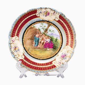 Assiette d'Armoire en Porcelaine et Émail Doré de Royal Vienna, 19ème Siècle
