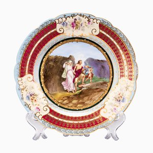 Plato de vitrina de porcelana esmaltada de Royal Vienna, siglo XIX