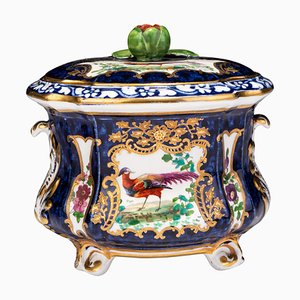 Asiatic Porcelain Lidded Trinket Sugar Box with Pheasant Decor from Booths, 19th Century