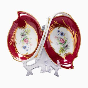 French Limoges Porcelain and 24 Karat Gold Twin Serving Dish by G. Simonnet