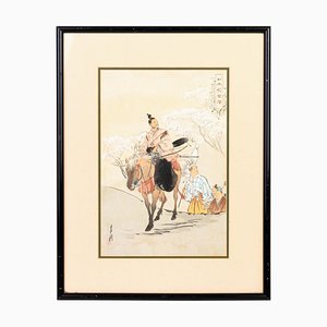 Ogata Gekko, Meiji Scene, Woodblock Print, Framed