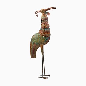 Sculpture Oiseau en Verre Peint