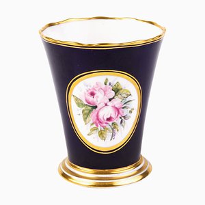 Fine Gilt Porcelain Cobalt Ground Floral Vase