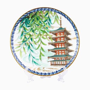 Signed Noritake Japanese Porcelain Summer Pagoda Plate