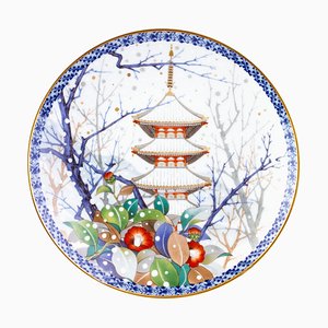 Japanese Porcelain Winter Pagoda Plate from Noritake