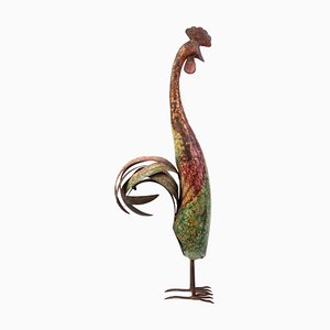 Sculpture en Toleware Coq Peint