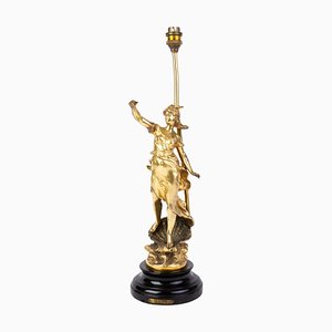 19th Century French Pearl Gilt Spelter Sculpture Lamp Base from L & F Moreau