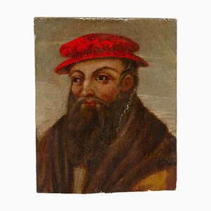 Bearded Man Portrait, Oil Painting on Panel, 17th Century