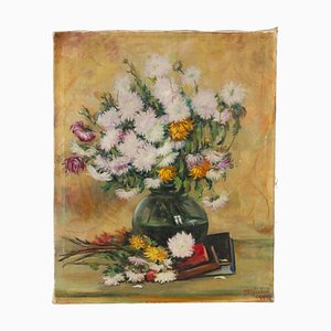 Belgian Artist, Flowers Still Life, Oil Painting, 1930