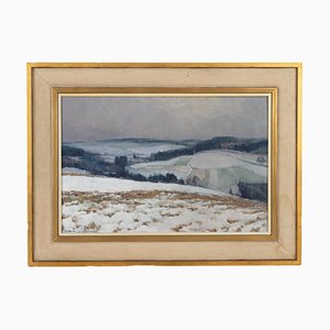 Jean Francois, Belgian Winter Landscape, Oil Painting, Framed