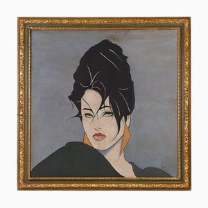 Vogel, Art Deco Portrait, Oil Painting, Framed