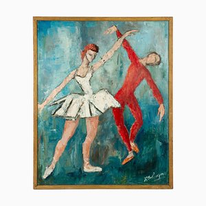 J Dohogne, Ballet Dancers, 1958, Oil Painting