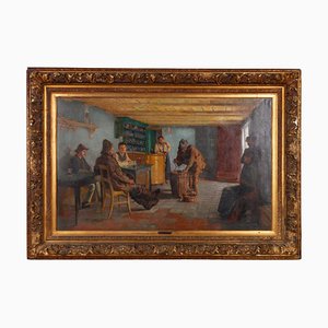 Willem Albracht, Tavern Scene with Eel Fisherman, Oil Painting, Framed
