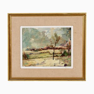 Belgian School Artist, Snow Landscape, Oil Painting, Early 20th Century