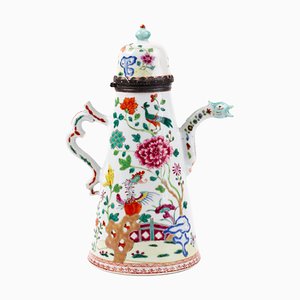 Tetera Qianlong Phoenix de porcelana rosa familiar del siglo XVIII