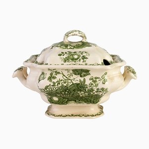 Green Ironstone Tureen with Fruit Basket Pattern from Mason's