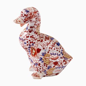 Sculpture Canard Japonaise en Porcelaine Imari