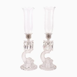 Early 20th Century Baccarat Crystal Dolphin Candleholders, Set of 2