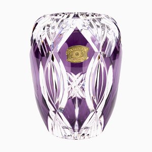 Art Deco Amethyst Kristallglasvase von Val St Lambert