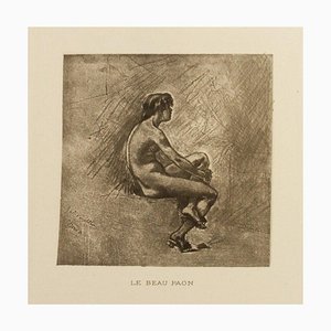 Felicien Rops, Le Beau Paon, Belgique, Gravure à l'eau-forte originale, 19ème Siècle