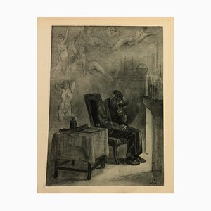 Felicien Rops, Escena figurativa, Grabado original, siglo XIX