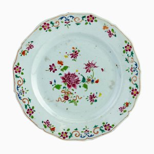 Plato chino de porcelana Famille Rose, siglo XVIII
