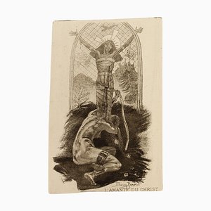 Felicien Rops, L'Amante du Christ belga, Grabado original, siglo XIX