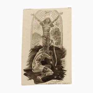 Felicien Rops, L'Amante du Christ, Belgique, Gravure à l'eau-forte originale, 19ème siècle