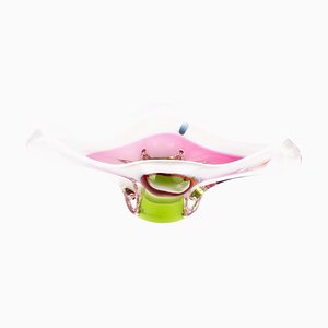 Murano Venetian Glass Sommerso Centrepiece Opalescent Bowl