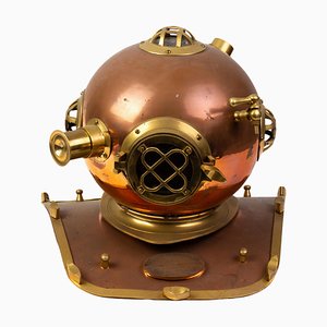 S.S. Navy Sea Diving Nautical Copper & Brass Helmet