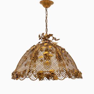 Large Golden Flower Ceiling Lamp by Hans Kögl, Germany, 1970s