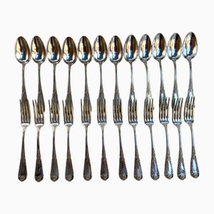 Vintage Besteck aus Silbernem Teller, Frankreich, 1950er, 24 Set