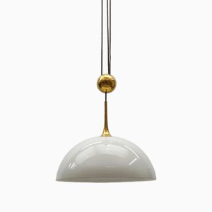 Brass and Ceramic Counterweight Posa Pendant Lamp by by Florian Schulz, 1970s
