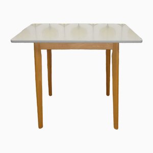 Mesa de cocina pequeña de madera y resina, años 50