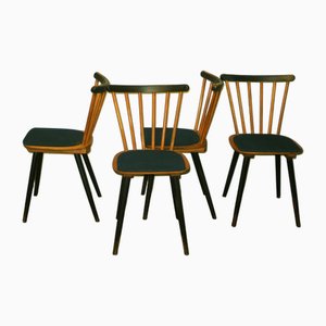 Chaises de Salle à Manger Mid-Century avec Pieds Évasés et Assises Bleu Pétrole, Set de 4