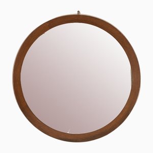 Italian Round Wall Mirror in Wood, 1960s