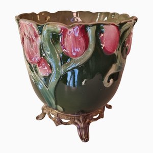 Cache Pot Art Nouveau en Faïence, 1890s