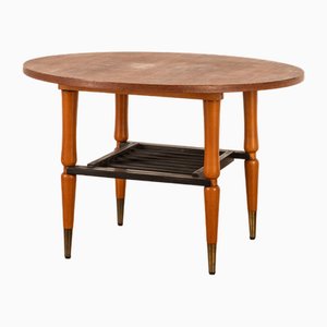 Table en Bois et Laiton, Italie, 1960s