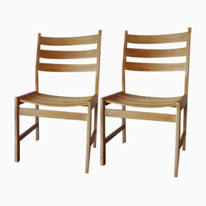 Ash Wide-Seat Dining Chairs by Kurt Østervig for Kp Møbler, 1950s, Set of 2