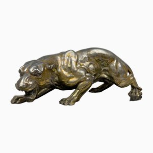 A. Santini, Jaguar, 1970s, Pewter with Marble and Granite Base