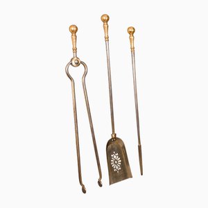 English Fireside Tools in Brass, Set of 3