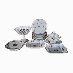 Antikes Dessertservice mit Korb, 1890, 14 . Set