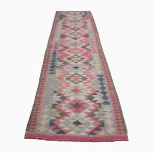 31 x 113 Ft, décor turc rose, chemin d’escalier, tapis de coureur turc, coureur minimaliste, tapis Vintage 3 x 11, tapis fait main, coureurs, décor minable, années 1960