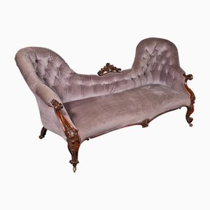 Early Victorian English Double Spoon Back Sofa, 1840s
